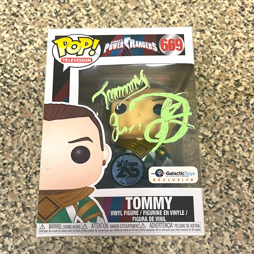 Green Ranger Funkos Pop Galactic Toys Exclusive Signed by Jason Frank
